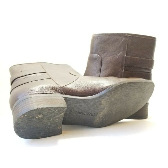 Nine West Side Zip Bootie Women's Sz 6.5M in Brown Leather - Picture 9 of 9
